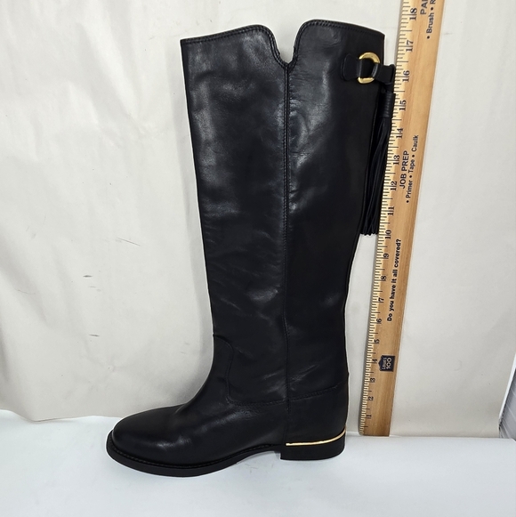 Lavorazione Artigiana Womens Riding Boots Sz 40=9 Black Italian Leather Tasseled - Picture 11 of 14
